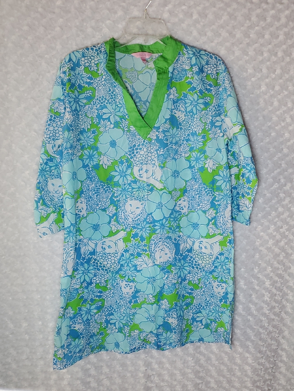 Lilly Pulitzer Blue, Green & Pink Floral V-Neck Top